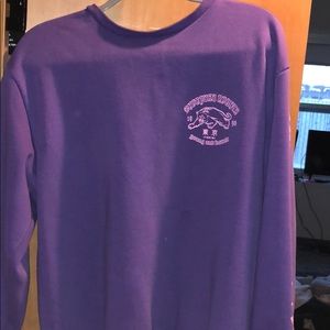 purple graphic crew neck sweatshirt